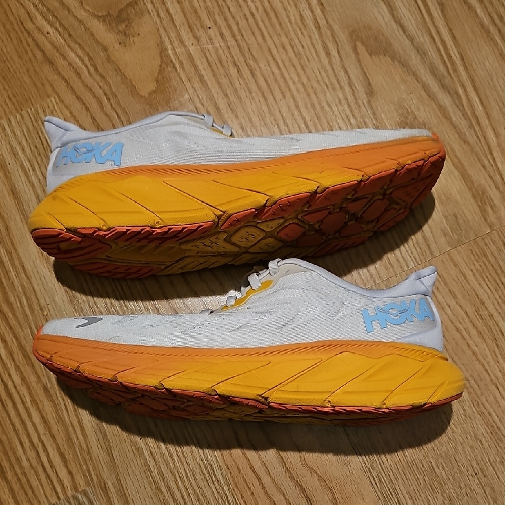 Hoka White and Yellow Athletic Shoes